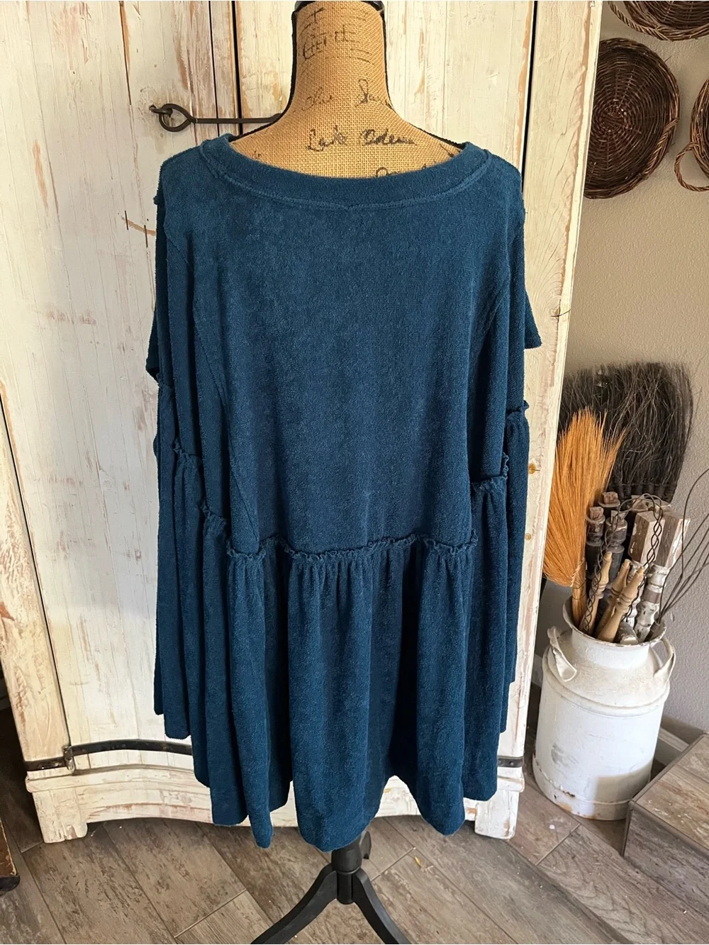 Free People free-est terrycloth poncho in poseidon blue